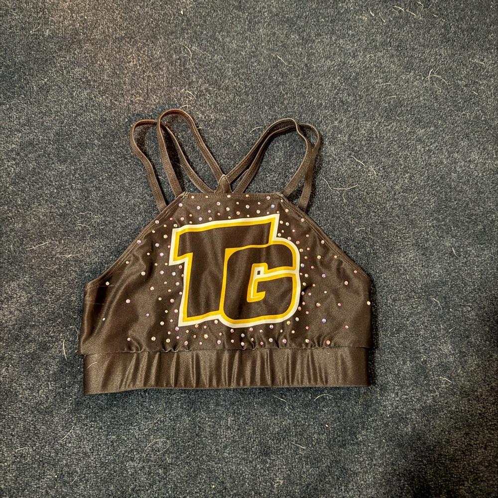 Black TG Sports Bra with Yellow Logo